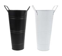 jojofuny 2 Pièces Vase en Métal Galvanisé avec Poignées, Style Ferme | Fer Léger et Stable, Finition Galvanisée Résistante, pour Fleurs Fraîches ou Séchées, Salle à Manger et Bureau