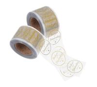 jojofuny 2 rouleaux Stickers Merci Rond Transparente à Effet Doré Autocollants Résistants pour Emballage Cadeaux Sceau Boîte et Décoration DIY pour Petites Entreprises et Récompenses