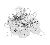 jojofuny 20 pièces Étiquettes Numérotées Acier Inoxydable Hexagonales avec Porte Clés Plaques Métalliques Résistantes pour Clés Casiers et Camping Numéros