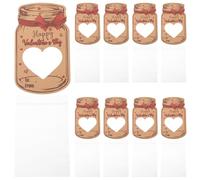 jojofuny 24 Ensembles Lot de Cartes de Saint-valentin Forme Bocal Mason Jar Cartes Échange Amour pour Garçon Fille Favoris de Fête pour École et Anniversaire