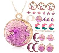 jojofuny 24 Pièces Collier Diy avec Pendentifs Lune de Chaînes Dorées pour Femmes Kit de Charms Élégants Variés