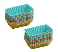 jojofuny 24 pièces Lot de Caissettes Rectangulaires Silicone Réutilisables pour Muffins et Cupcakes Moules Antiadhésifs Résistants Chaleur pour Cuisson Au Four et Couleur Couleur Aléatoire
