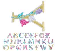 jojofuny 26 Lettres Thermocollantes Brodées à Motifs Floraux Coton Couleurs Variées Lot Complet pour Vêtements Paquet et Accessoires DIY Écussons à Coudre ou Repasser Patchs