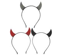 jojofuny 3 Pièces Bandeau Corne de Diable en Tissu avec Cristaux, Confortable et Bien Finition, pour Cosplay et Fêtes D'halloween