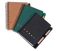 jojofuny 3 Pièces Cahier Note Spirale Bloc Notes Autocollants Pratiques pour Étudiants et Bureau Vert Noir Marron pour Planification Mensuelle et Prise de