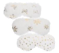 jojofuny 3 Pièces Masque de Sommeil Opaque en Peluche Blanc, Cache-yeux | Protection des Yeux, Bloque la Lumière, Aide à Se Détendre, pour Étudiants et Bureau