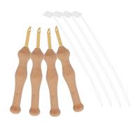 jojofuny 4 Ensembles Aiguille à piquer avec manche en bois Outil de couture de bricolage accessoire de broderie kit de broderie à main aiguilles à poinçonner kit d'aiguilles à punch papier