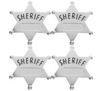jojofuny 4 Pièces Badge de Shérif en Alliage de Zinc Argenté, Étoile à Six Pointes Épingle Solide, Accessoire de Costume Réaliste pour Fêtes Costumées et Jeux de Rôle