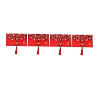 jojofuny 4 pièces Enveloppe Rouge Tissu pour Mariage Chinois Sac Traditionnel Multifonction Motifs Culturels et Élégant pour Fête Nuptiale et Cérémonie