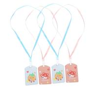 jojofuny 4 pièces Étui de Badge Étudiant Étanche avec Lanière Protection Cartoon PU Porte-cartes et Compact pour Bus Travail et École Lot