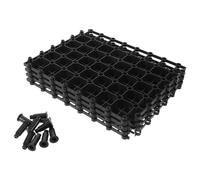 jojofuny 4 Pièces Grille de Fontaine Rectangulaire en Plastique Noir avec Pieds, Modulable et Réglable en Largeur et Hauteur pour Projet de Bassin de Jardin DIY