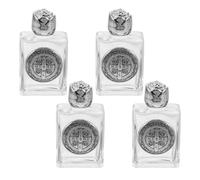 jojofuny 4 Pièces Mini Bouteilles d'eau Bénite 15ml Embossé Argenté | Design Cristal Clair Reliefs Détaillés, Format Poche Pratique, pour Communions et Mariages Chrétiens