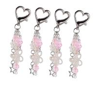 jojofuny 4 pièces Mobile Phone Charm Pendentifs Téléphones Portables Cœur Étoile Fleur Nœud Chic pour Porte Clés Téléphone Portable