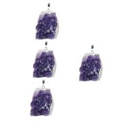 jojofuny 4 Pièces Pendentif Cristal Améthyste Naturel Bijou Décoratif Pendentif pour Colliers Ornements Feng Shui Design Unique Élégant pour Âges