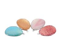 jojofuny 4 Pièces Pendentif en Calcédoine de Larme, Pendentif en Cristal D'agate, Grosse Taille, Pierre, Forme Goutte D'eau, pour Création de Bijoux et Boucles D'oreilles DIY