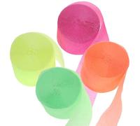 jojofuny 4 Rouleaux de Serpentins en Papier Crépon Fluorescents à Découper, Décoration de Fête en Papier pour Anniversaire et Yard, Couleurs Variées Glow in The Dark