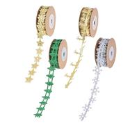 jojofuny 4 Rouleaux Ruban Noël à Motifs de Flocons Rennes Embossés Ruban Organza Scintillant pour Cadeaux Créations DIY et Décorations Festives