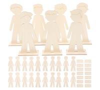 jojofuny 40 Pièces Découpes en Bois Brut Garçon Silhouettes Vierges en Bois Naturel Kit d'Art Créatif pour Garçon et Filles Décorations pour Projets Scolaires et Fêtes à la Maison
