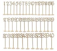 jojofuny 40Pcs Numéros de Table en Bois 1-40 Numéro de Table de Mariage Numéros de Bois Vintage Découpe avec Une Base pour La Réception de Mariage Et Les Décorations de e de
