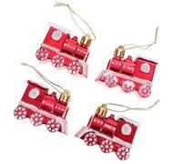 jojofuny 4pcs Pendentifs de Train de Noël Rouge en Plastique, Décoration Suspendue pour Sapin, Accessoire pour Fêtes de Noël et Décoration de Boutique