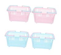 jojofuny 4pièces Bacs De Rangement Plastique Avec Poignées Pour Salle De Bain Cuisine Et Salle De Jeux Bacs De Douche Rangement Polyvalents Bleus Roses
