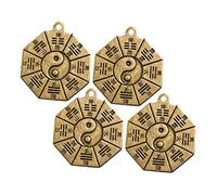 jojofuny 4pièces Breloque Pendentif à Huit Diagrammes Laiton Ornement Suspendu Exorciste Décoration Thème Culture Chinois Pendentif Gravé Porte-clés