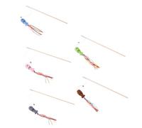 jojofuny 5 pièces Lot de Bâtons à Herbe à Chat Durables avec Rubans Colorés Interactif pour Appartement Stimule Instinct de Chasse des Chats Exercice Sain et Amusant pour Félins