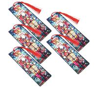 jojofuny 5 Pièces Marque-pages Nutcracker Acrylique Translucide avec Pampilles Rouges Lot de Marque-pages Décoratifs de Lecture pour Garçon Fille et Récompenses Scolaires de Noël