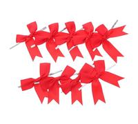 jojofuny 50 Nœuds Rouges Faits Main en Ruban Polyester Attaches Torsadées Mini Nœuds Préfabriqués pour Décoration de Sachets de Bonbons Emballages Présents et Loisirs Créatifs