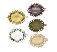 jojofuny 50 Pièces Supports de Pendentif Alliage Vintage Ovales avec Verres pour Diy Accessoires pour Artisanat