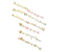 jojofuny 6 Pièces Bijoux en Pierre Naturelle, Spirales Élégantes | Alliage et Pierre, Lot de Six Tons Frais, Décoration Capillaire pour Voyages et Occasions Spéciales