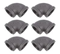 jojofuny 6 pièces Raccords Coudés Fonte Malléable Noirs Connecteurs Tuyau Eau Filetés Durables pour Plomberie Industrielle