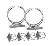 jojofuny 6 Pièces Sertissage De Bague En Acier Inoxydable Socles Anneaux Vierges Réglables Titulaires Vide Base De L'anneau Doigt Accessoires Porte-bijoux Bague Silver