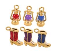 jojofuny 6 Pièces Western Boot And Lantern Charms Acier Inoxydable Double Face Émaillée Pendentifs Robustes pour Bijoux DIY Création Colliers et Porte-clés pour Noël