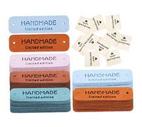 jojofuny 60 Pièces Étiquettes de Couture Cuir et Tissu de Tags Embossés Faits Main pour Vêtements Sacs Chaussures et Chapeaux Accessoires Diy Couleurs