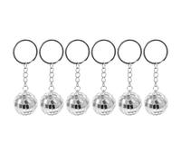 jojofuny 6pièces Porte-clés Boule Disco Miroir Mini Facettée Décorative Suspendue pour Sacoche Valise ou Clés Argenté Décoration de Fête Scolaire ou Anniversaire
