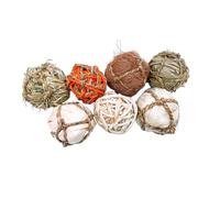 jojofuny 7 pièces Lot de Boules à Mâcher Rotin pour Lapins Cobayes Perroquets Jouets Naturels Herbe pour Animaux de Compagnie Balle de Jeu pour Nettoyer et Soigner Les Dents