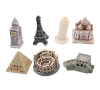 jojofuny 7 Pièces Maquette Miniature en Résine de Monuments Célèbres Forme Architecturale Classique, Solide et Résistante, pour Décoration de Scène et Mariage