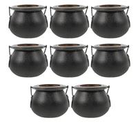 jojofuny 8 Pcs Petits Chaudrons de Sorcière Noirs en Plastique, Seaux à Bonbons Portables pour Décorations Halloween et Fêtes à Suspendre, Accessoires Magiques
