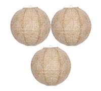 jojofuny Abat-Jours Rond en Toile de Jute Lot de 3 Lanternes Suspendues pour Plafonnier et Décoration de Porche Champêtre Lors d'Anniversaires