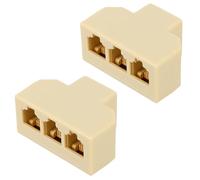 jojofuny Adaptateur de Prise Téléphonique Rj11 Lot de 2, Répartiteur de Ligne Téléphonique à 3 Voies, Séparateur Mural pour Téléphone Fixe Compatible Fax, Connexion Multiple pour Usage