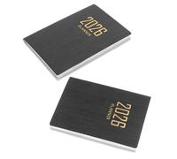 jojofuny Agenda 2026 Compact et Portable en Papier et Pu, Lot de 2 Carnets Noirs pour Organisation Quotidienne