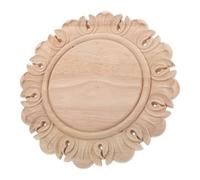 jojofuny Applique Décorative en Bois Sculpté Ronde Non Peinte Incrustation Vintage pour Meubles Armoires et Portes Décoration Murale D’Intérieur Motif Floral Sculpté Bois Robuste