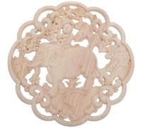 jojofuny Applique Murale Ronde en Bois Sculpté D’Éléphant 20X20 CM Décorative Non Peinte Marqueterie Artisanale pour Meubles Armoire et Décoration Intérieure
