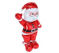 jojofuny Ballon Géant Père Noël Debout en Film Aluminium Rouge Réutilisable et Facile à Installer pour Décorations de Fête de Noël Festives et Événements