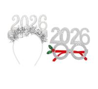 jojofuny Bandeau à Paillettes Argenté Fêtes 2026, Accessoire Réutilisable en Tissu, pour Costume de Fête et Moments de Compte à Rebours