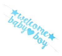 jojofuny Bannière de Bienvenue Pailletée pour Garçon Lot de 2 Pièces Décor de Shower et Fête de Révélation Décoration Murale Réutilisable pour Fête D’Anniversaire et Baptême Bébé
