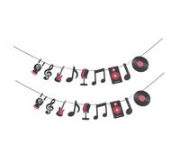 jojofuny Bannière Décorative Fête Musicale Rock And Roll 2 Pièces en Carton Épais Motifs Disques Vinyle Rétro 50’S pour Anniversaire Soirée Thème Musique et Événements Rock