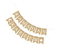 jojofuny Bannière Décorative Ramadan en Tissu Lin Ensemble 1 Pièce Lune et Étoiles Décoration Suspendue pour Fête et Célébration Aïd Fournitures pour Événements Festifs