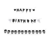 jojofuny Bannière D'halloween Décoration Polyvalente Noire en Papier Fantômes et Crânes pour Fêtes D'anniversaire et Usage Intérieur et Extérieur